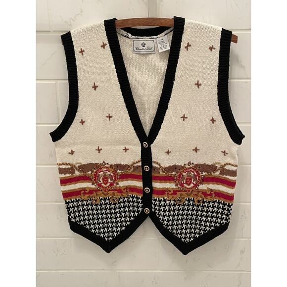1980s Chandler Hill Cardigan Sweater Vest Ramie Cotton Medium Preppy Vintage - Picture 1 of 8